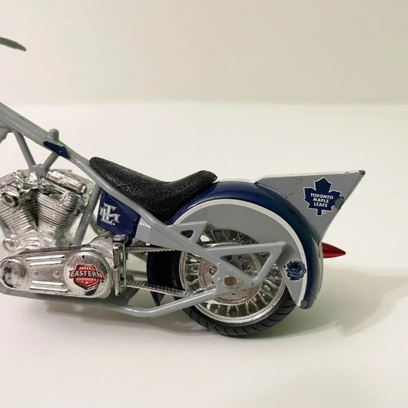 Toronto Maple Leafs Small Chopper Motorcycle Toy 6.5 Inch Long Flaws - Picture 2 of 16